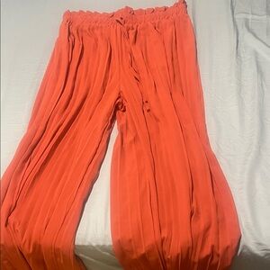 Women's Orange Pleated Pants